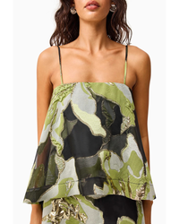 Elliatt Elysia Tiered Gown Black Green Floral