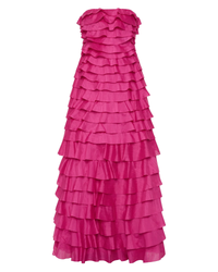 Aje Fleur Pleated Gown Magenta