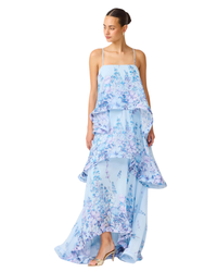Elliatt Armani Tiered Maxi Dress Baby Blue Floral