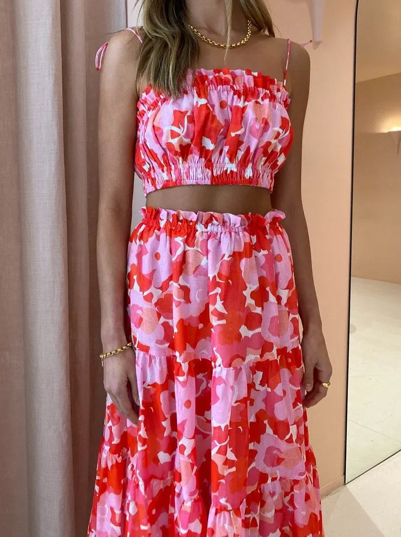 Steele Layla Crop and Flora Skirt Set Camellia