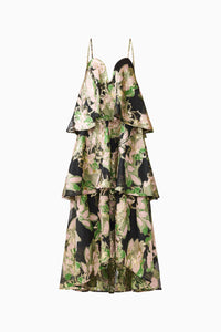 Elliatt Florayne Tiered Maxi Dress Black Green Floral 3