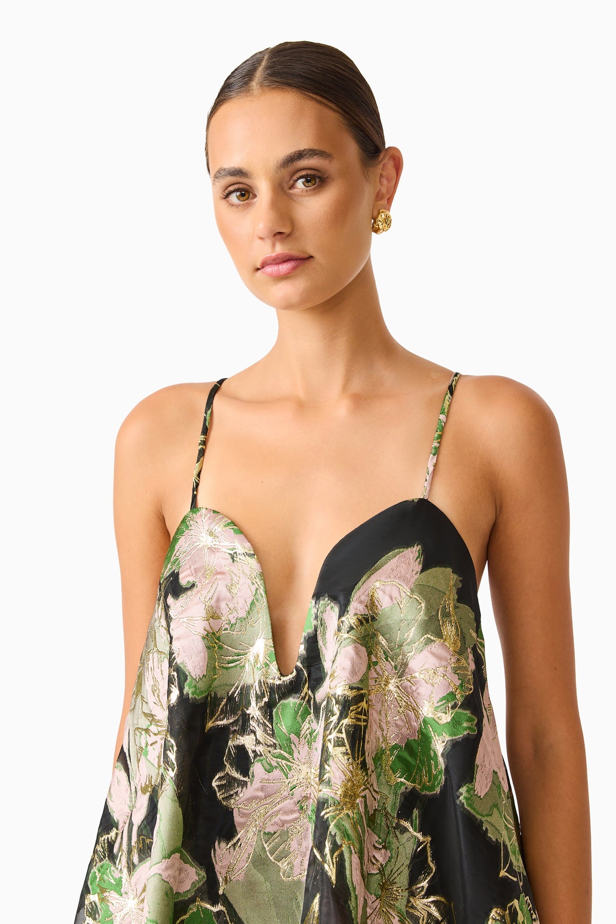 Elliatt Florayne Tiered Maxi Dress Black Green Floral 6