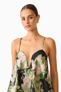 Elliatt Florayne Tiered Maxi Dress Black Green Floral 6