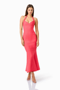 Elliatt Virella Bodycon Halter Gown Coral Red 4