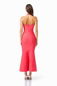 Elliatt Virella Bodycon Halter Gown Coral Red 5