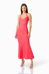 Elliatt Virella Bodycon Halter Gown Coral Red 6