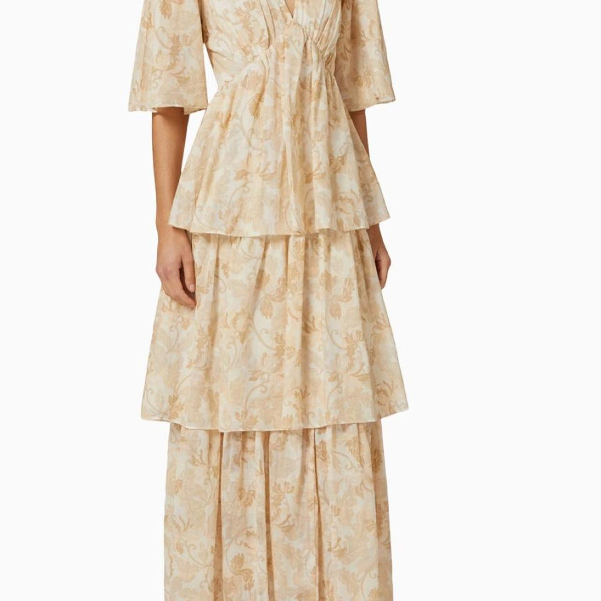 Significant Other Scarlett Maxi Dress in beige floral, front