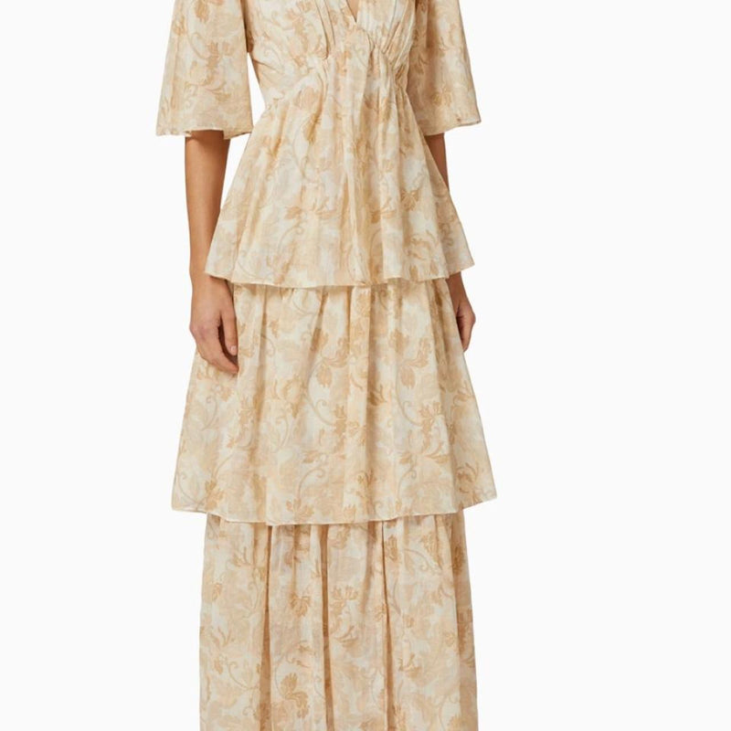 Significant Other Scarlett Maxi Dress in beige floral, front