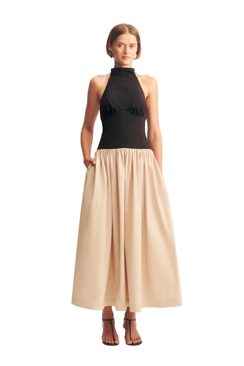 Shona Joy Campbell Contrast Halter Neck Midi Dress, front