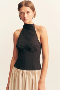 Shona Joy Campbell Contrast Halter Neck Midi Dress, bodice close-up