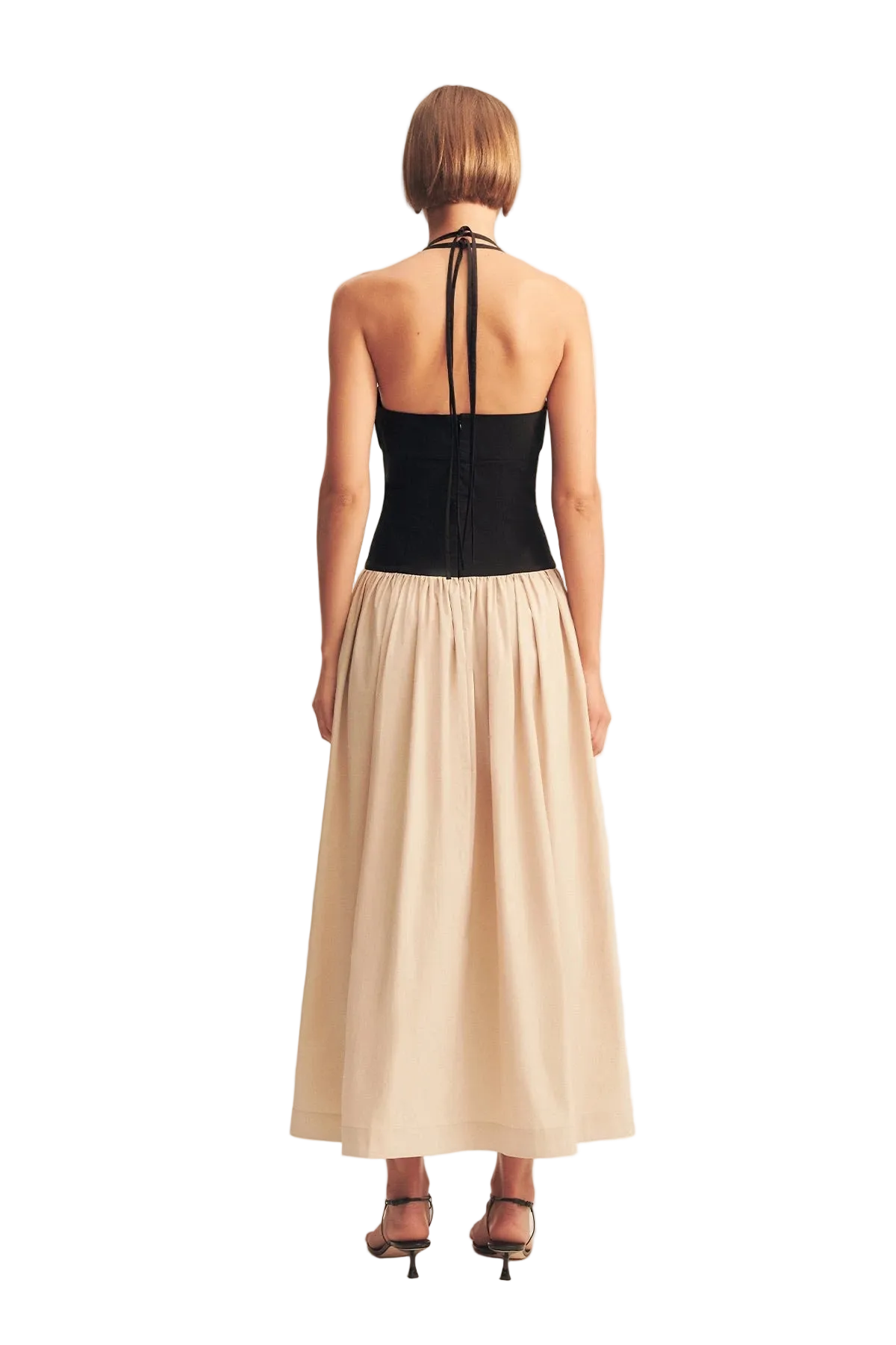 Shona Joy Campbell Contrast Halter Neck Midi Dress, back with halter ties