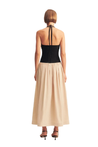 Shona Joy Campbell Contrast Halter Neck Midi Dress, back with halter ties