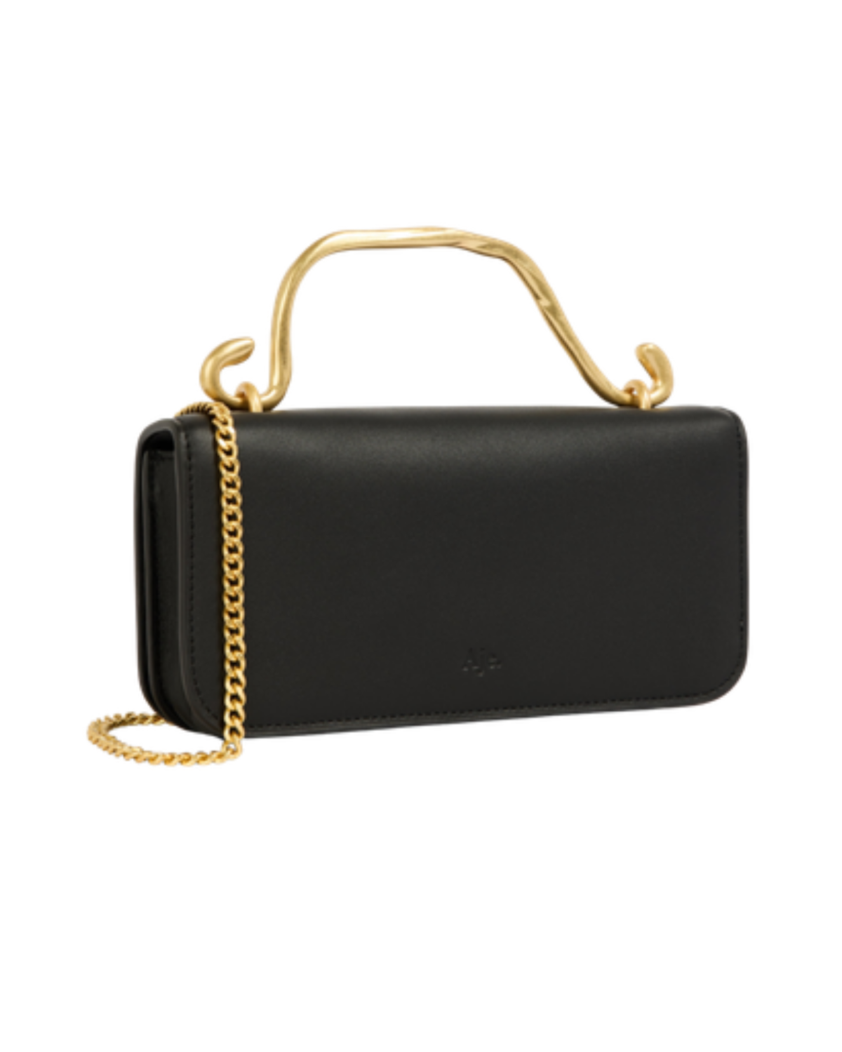 Aje Alessia Flower Clutch in black, side view with chain strap