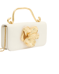 Aje Alessia Flower Clutch in ivory, angled front view
