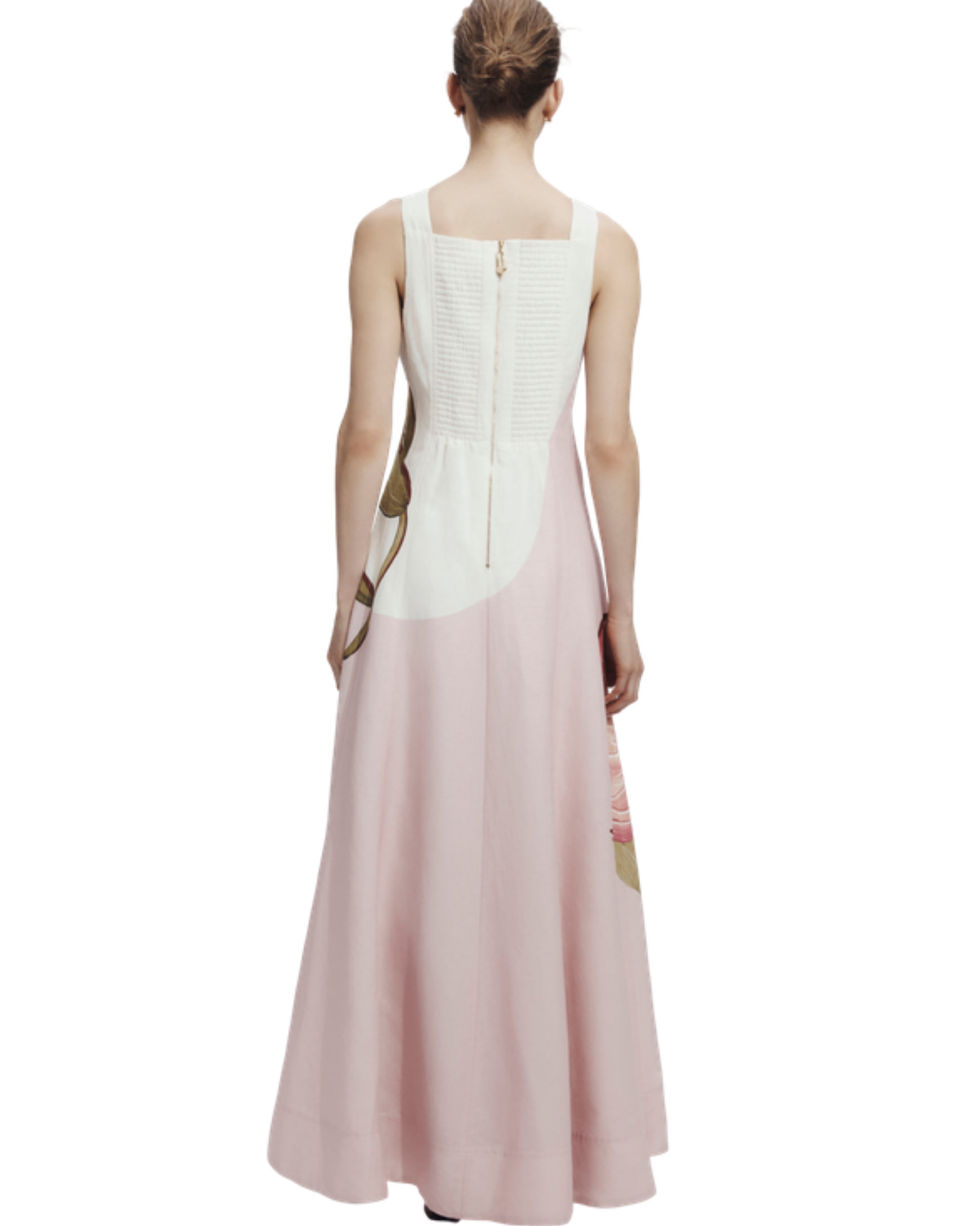 Aje Skies Maxi Dress in Flourish Rose print, back view