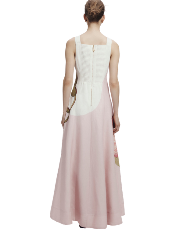 Aje Skies Maxi Dress in Flourish Rose print, back view