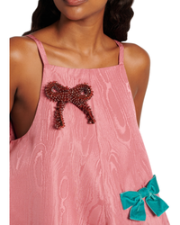 Alemais Valentina Mini Dress Blush Pink - bodice close-up with embellished bows