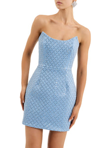 Rebecca Vallance Alix Mini Dress Pale Blue