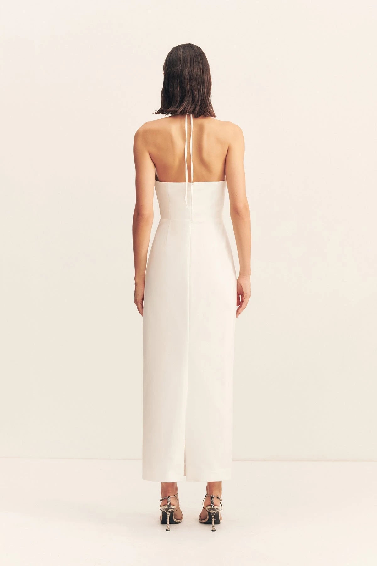 Shona Joy Lani High Neck Halter Maxi Dress in white