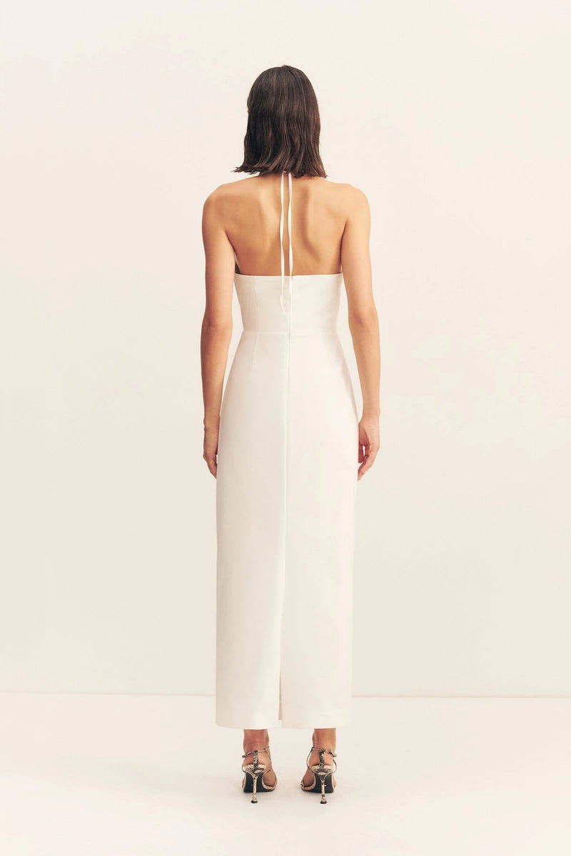 Shona Joy Lani High Neck Halter Maxi Dress in white
