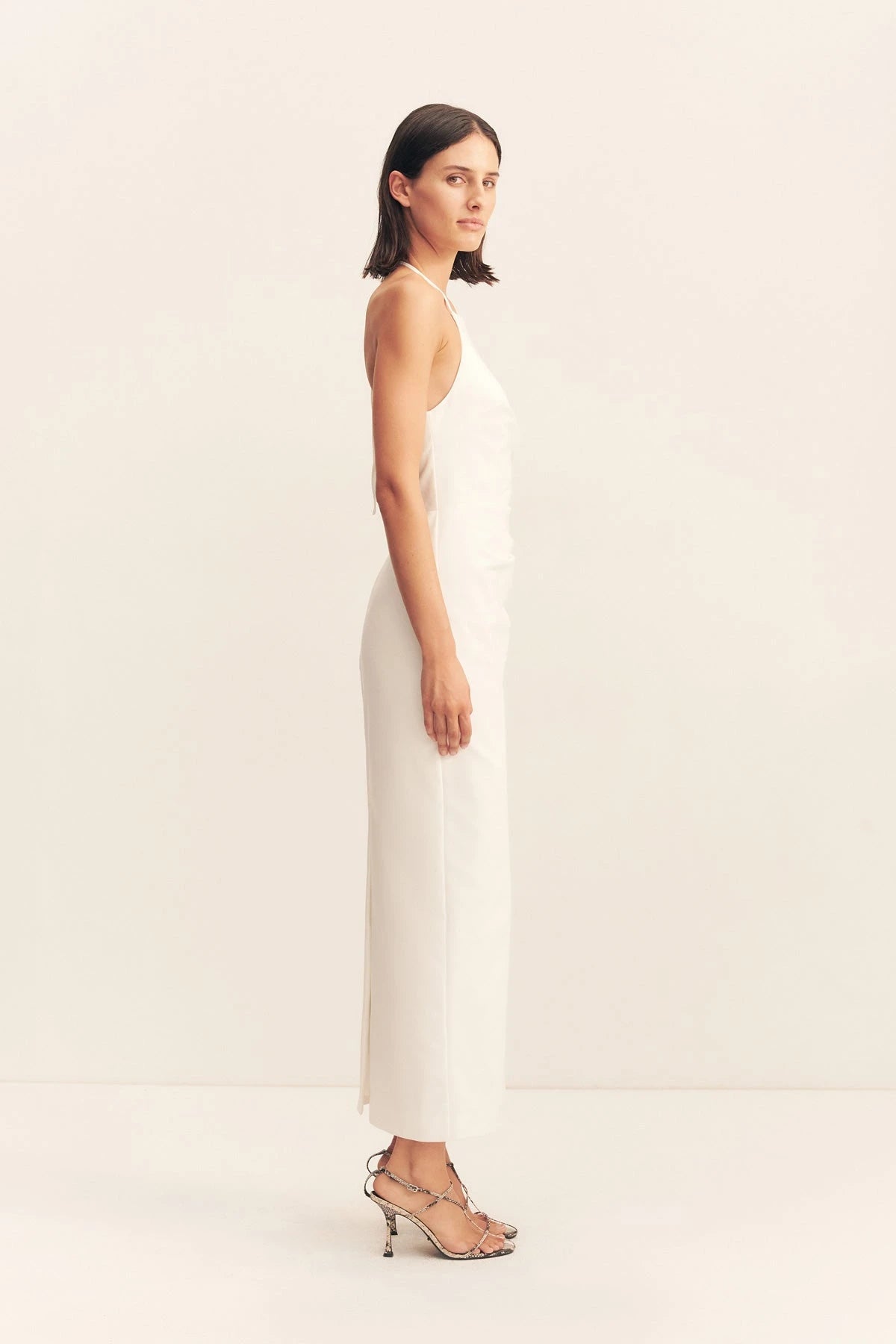Shona Joy Lani High Neck Halter Maxi Dress in white