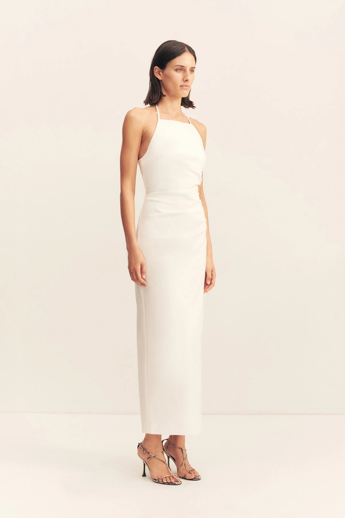 Shona Joy Lani High Neck Halter Maxi Dress in white