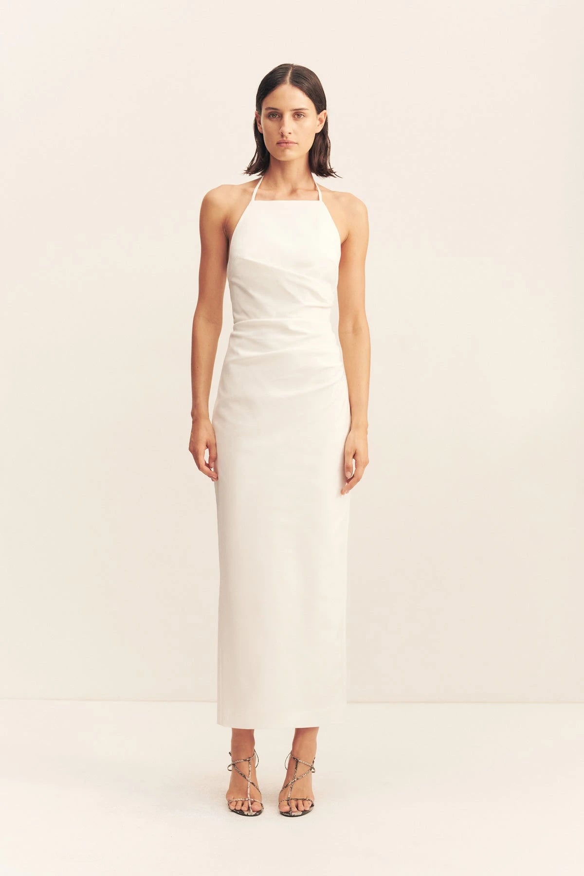 Shona Joy Lani High Neck Halter Maxi Dress in white