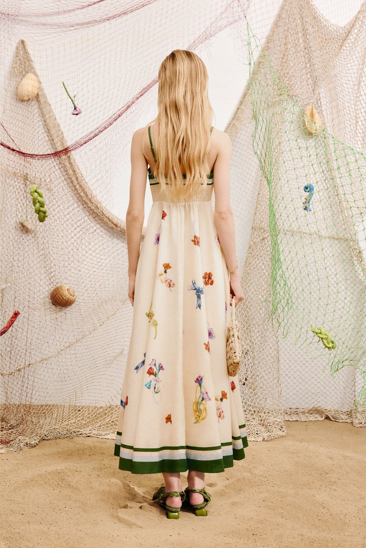 Alemais Florero Sundress Cream Floral back