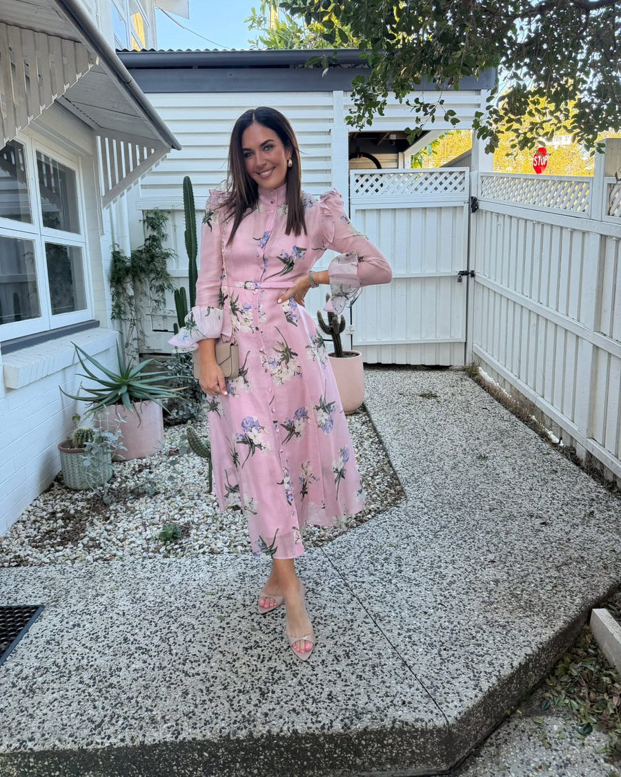 Customer @lisaschmidt84 wearing Leo Lin Katrina Butterfly Sleeve Midi Dress