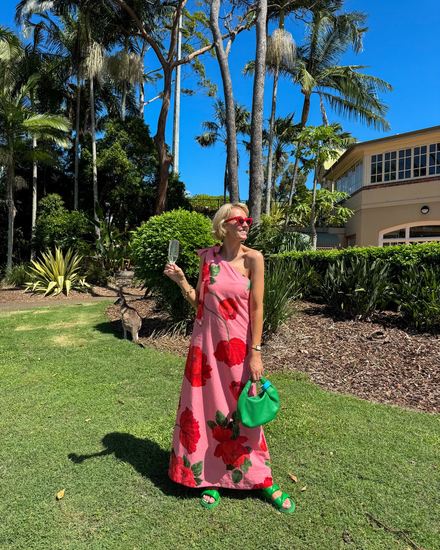 Customer in By Nicola Sorrento Maxi Dress Raspberry Bloom
