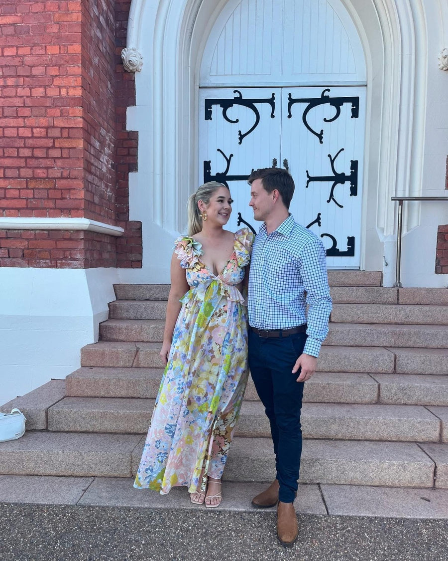 Customer in Zimmermann Pop Ruffle Sleeve Maxi Dress