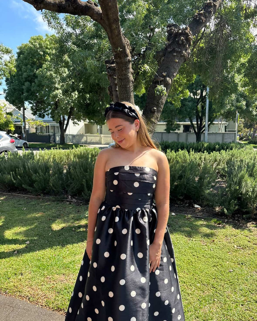 Customer in Pasduchas Dottie Strapless Midi Dress Black