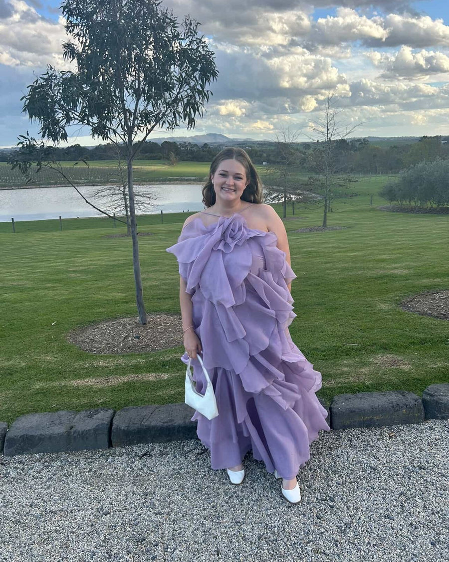 Customer in Aje Pandorea Layered Maxi Dress Lilac
