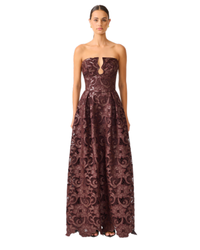 Elliatt Novelle Sweetheart Maxi Dress in chocolate brown, front view