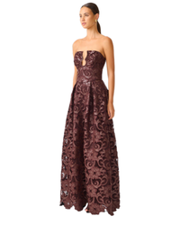 Elliatt Novelle Sweetheart Maxi Dress in chocolate brown, side view